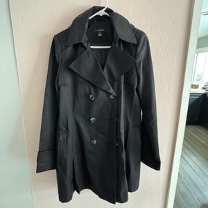 Women's Black Rain Coat - Halogen, size: Medium